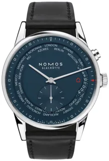 NOMOS Zürich World Time NOMOS807 40mm Stainless steel Blue