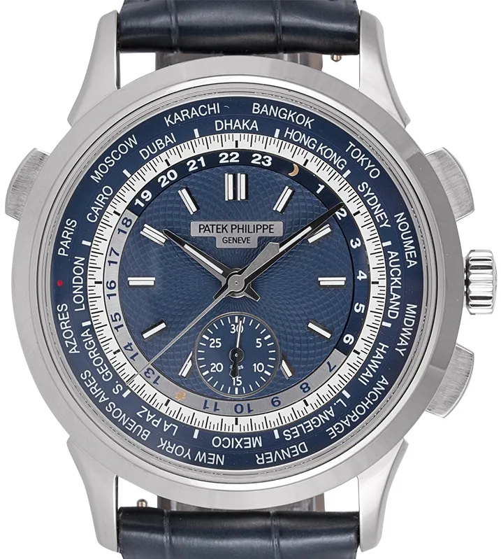 Patek Philippe World Time Chronograph 5930G-001 39.5mm White gold Blue