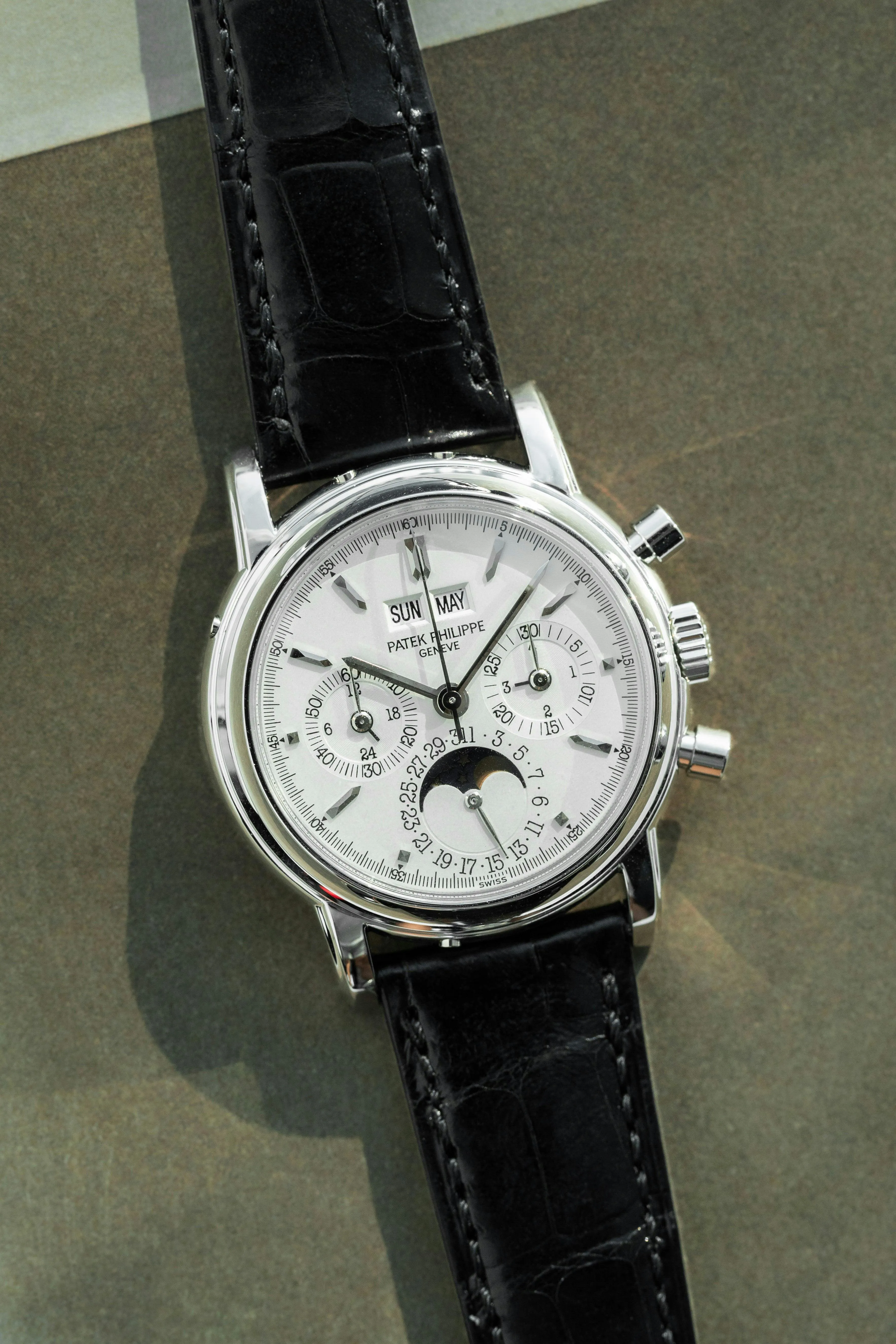 Patek Philippe Perpetual Calendar Chronograph 3970EP 36mm Platinum Silver