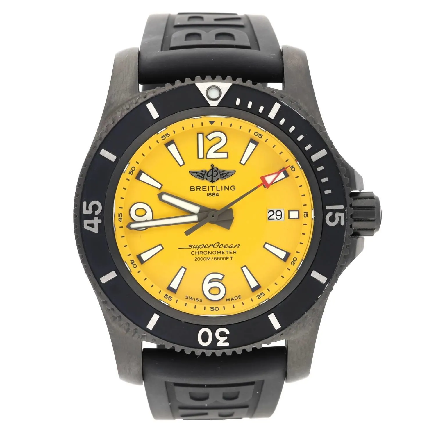 Breitling Superocean M17368 46mm Black pvd-coated stainless steel Yellow