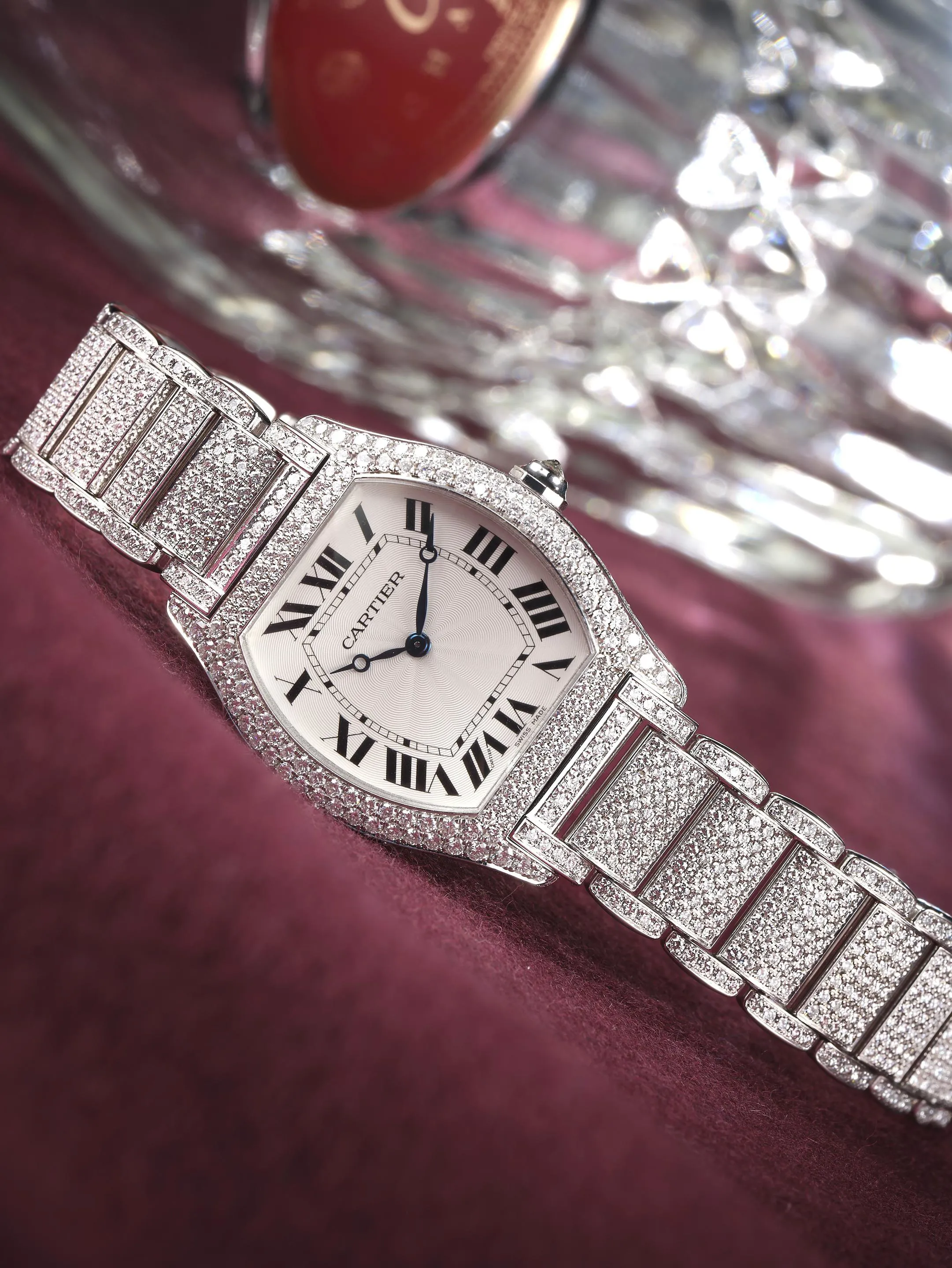 Cartier Tortue 2497 34mm White gold and Diamond Silver