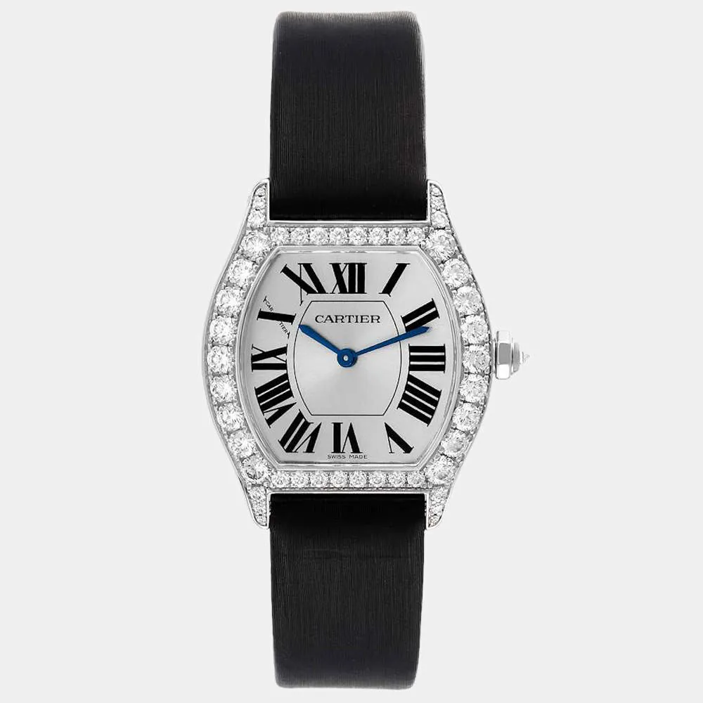 Cartier Tortue WA507231 28mm White gold and 18k white gold Sunray