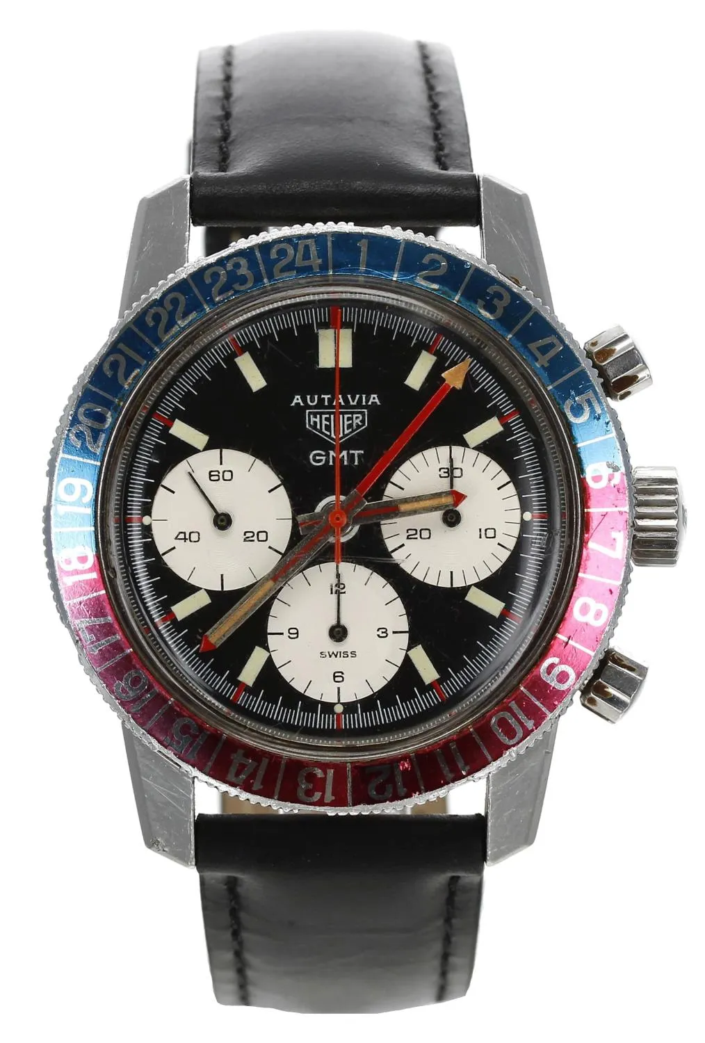 Heuer Autavia GMT 2446C 40mm Stainless steel Black