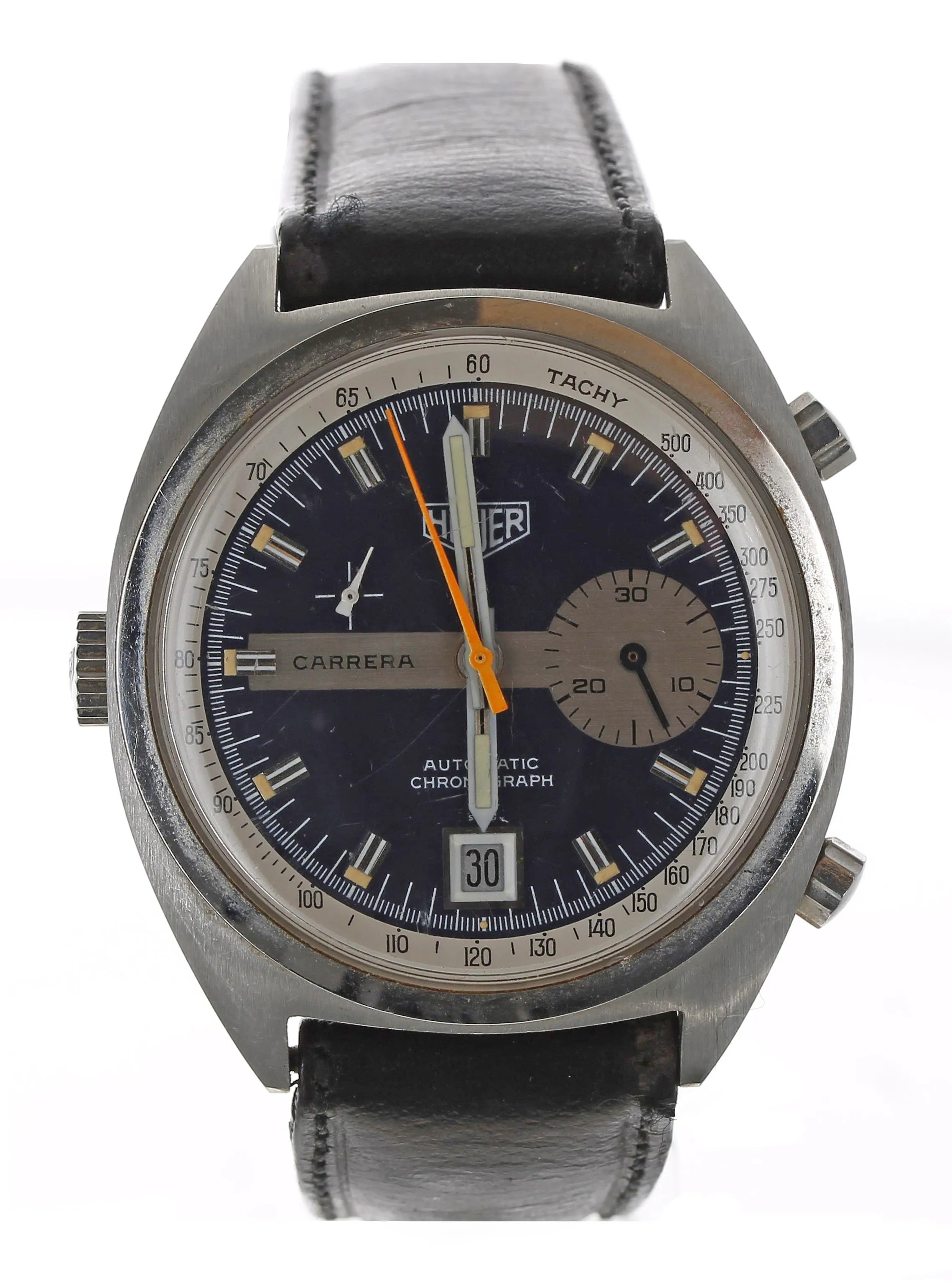 Heuer Carrera 1553 39mm Stainless steel Blue