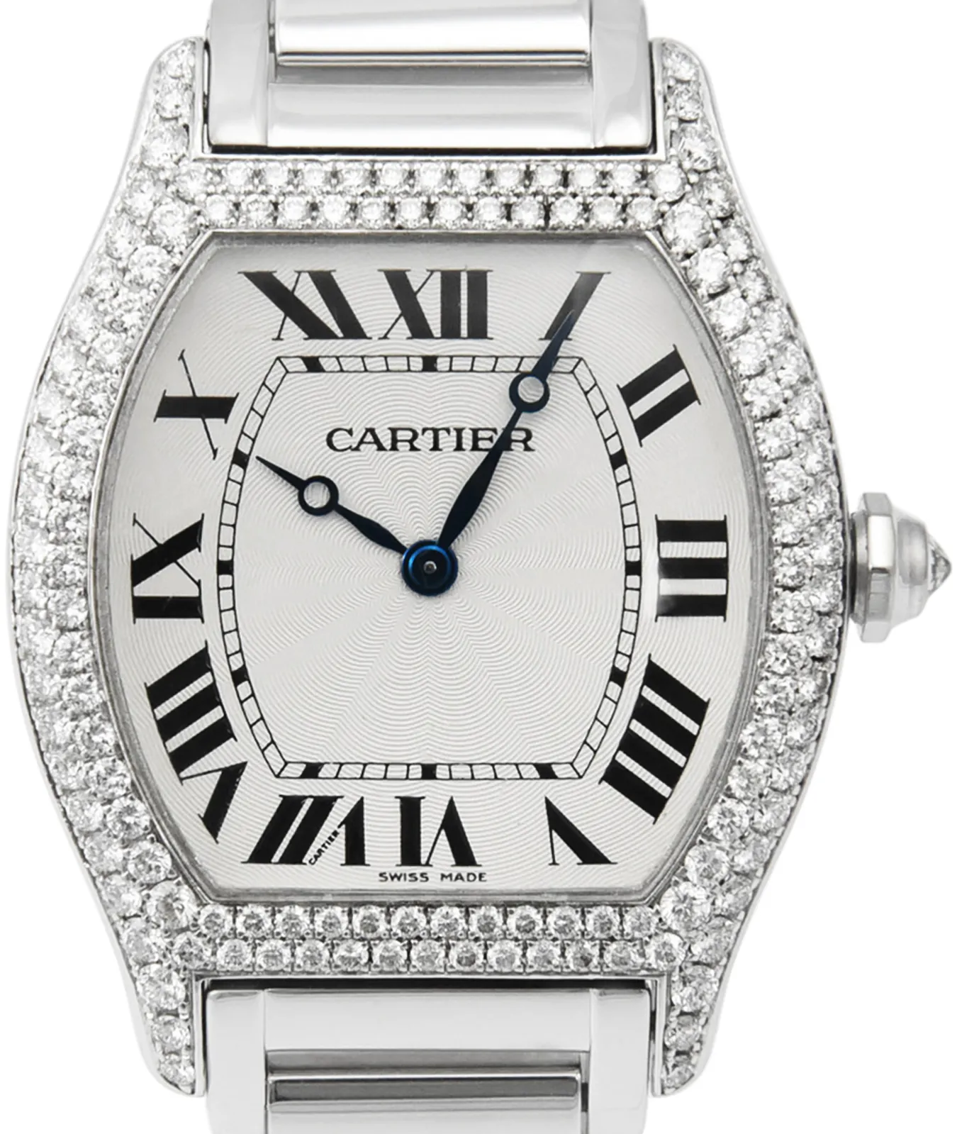 Cartier Tortue 2497 34mm White gold Silver Roman