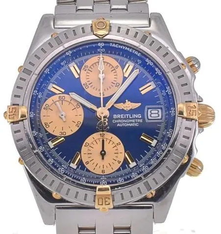 Breitling Chronomat B13352 39mm Yellow gold and stainless steel Blue