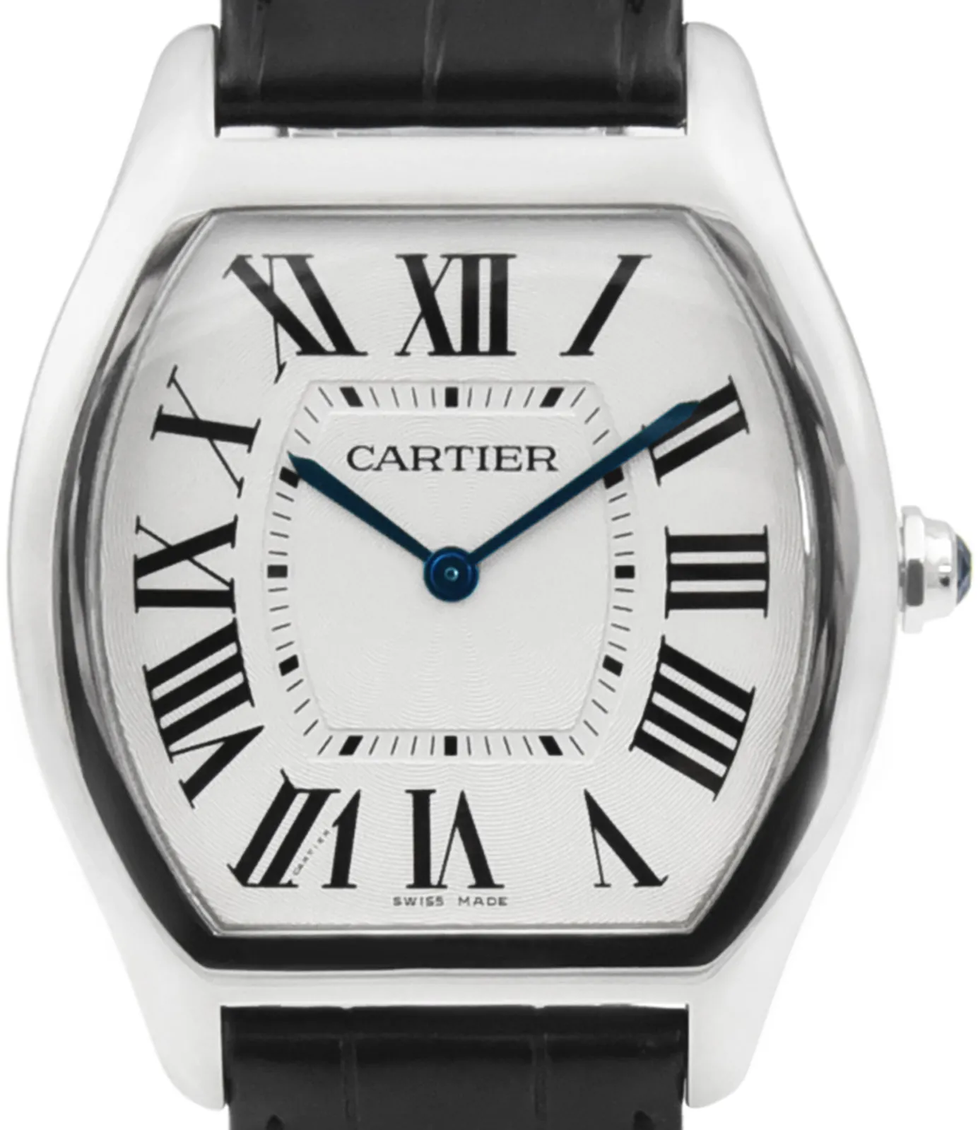 Cartier Tortue 3798 39mm White gold Silver Roman