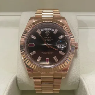 Rolex Day-Date II 218235 Rose gold Black