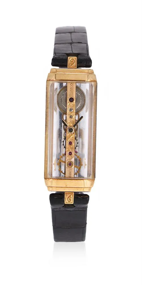 Corum Golden Bridge 14mm Yellow gold and Sapphire Skeletonized