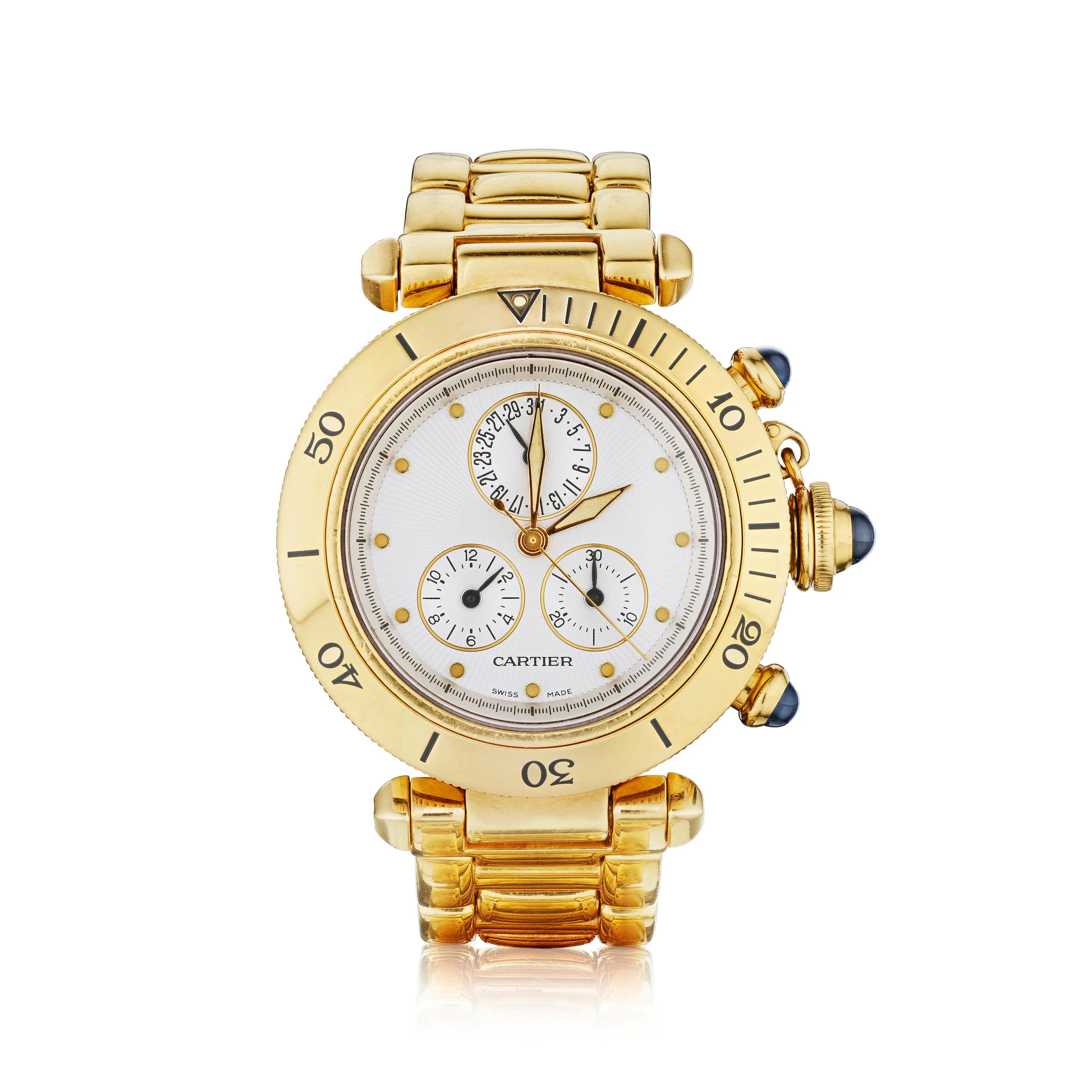 Cartier Pasha 1353-1 36mm Yellow gold Silver