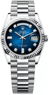 Rolex Day-Date 128236-0005 Platinum Blue ombré set with diamonds