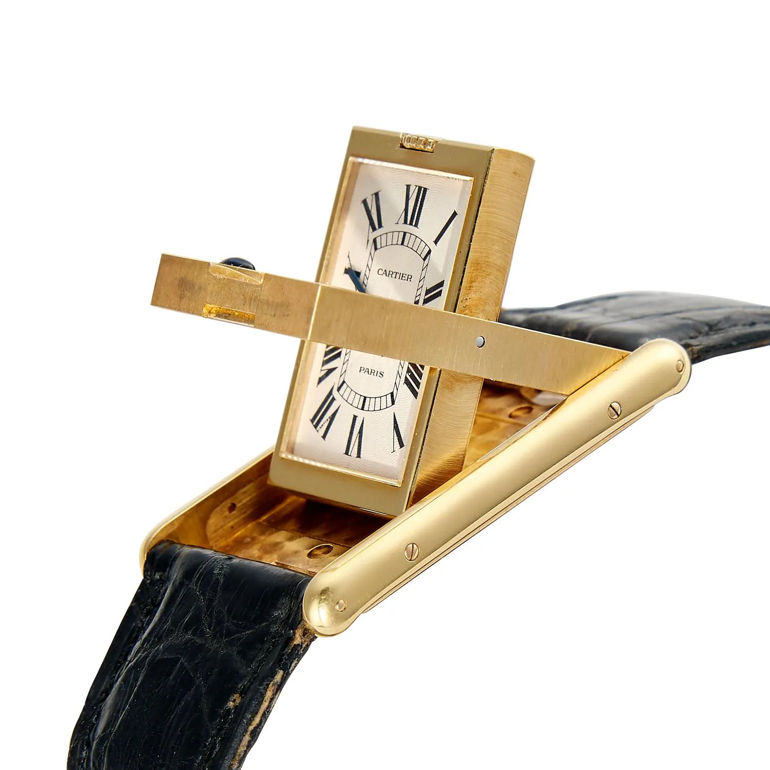 Cartier Tank Basculante 024-91 23mm Yellow gold Silver 1