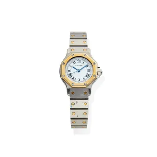 Cartier Santos 0907 Yellow gold and Stainless steel White