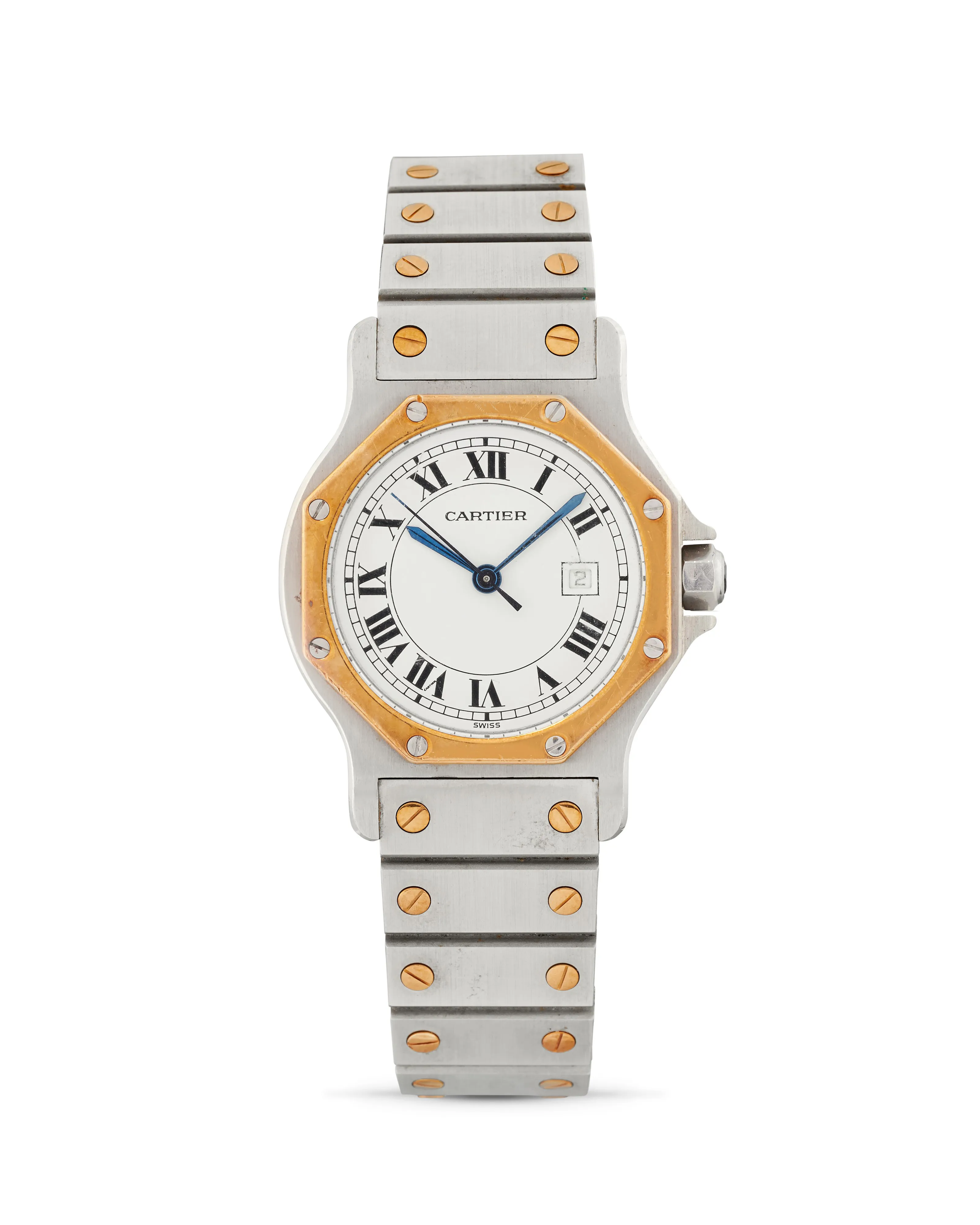 Cartier Santos Octagon 2966 30mm Yellow gold and Stainless steel White