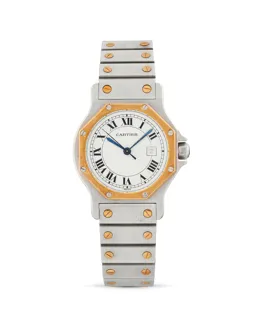 Cartier Santos Octagon 2966 Yellow gold and Stainless steel White