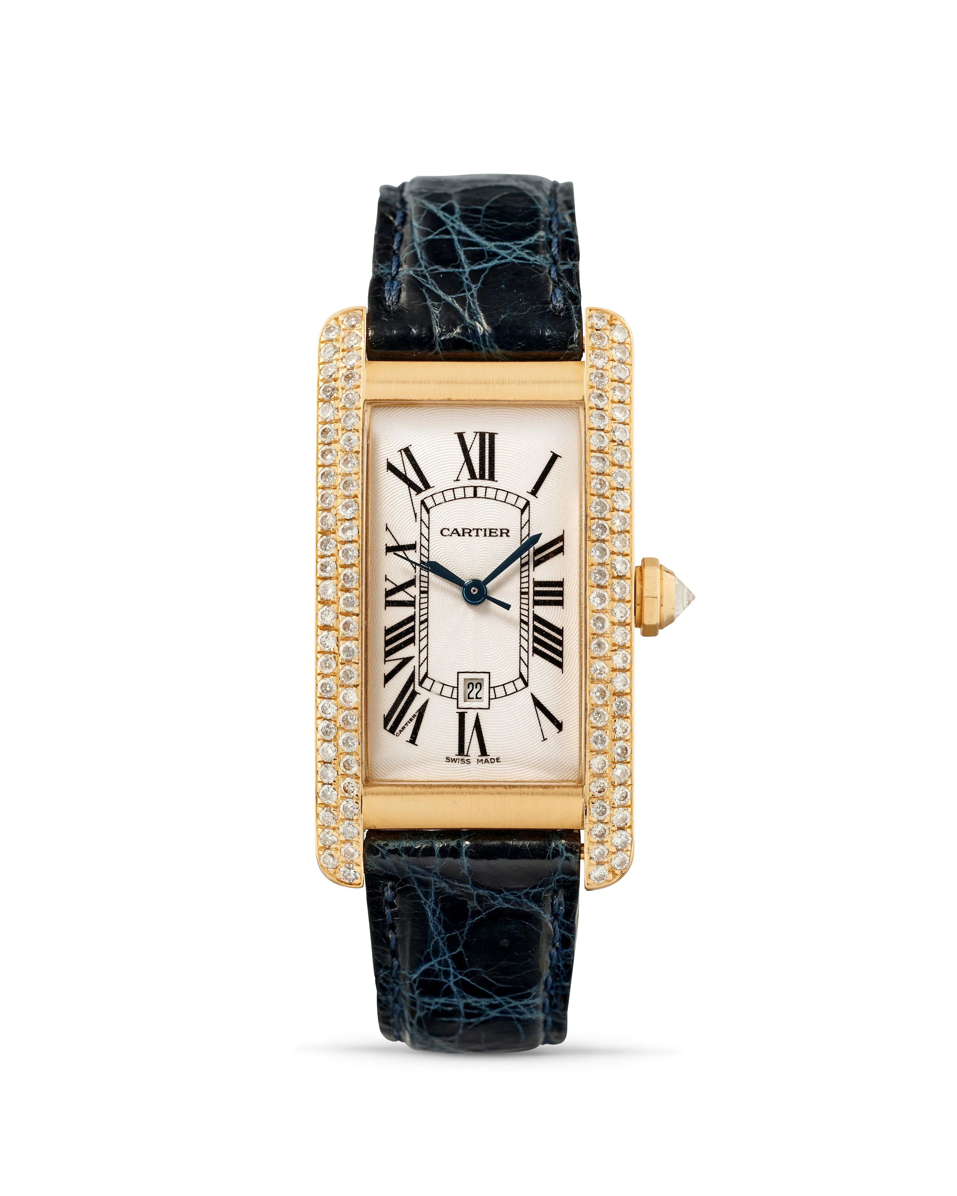 Cartier Tank Américaine 1725 23mm Yellow gold and diamond-set White