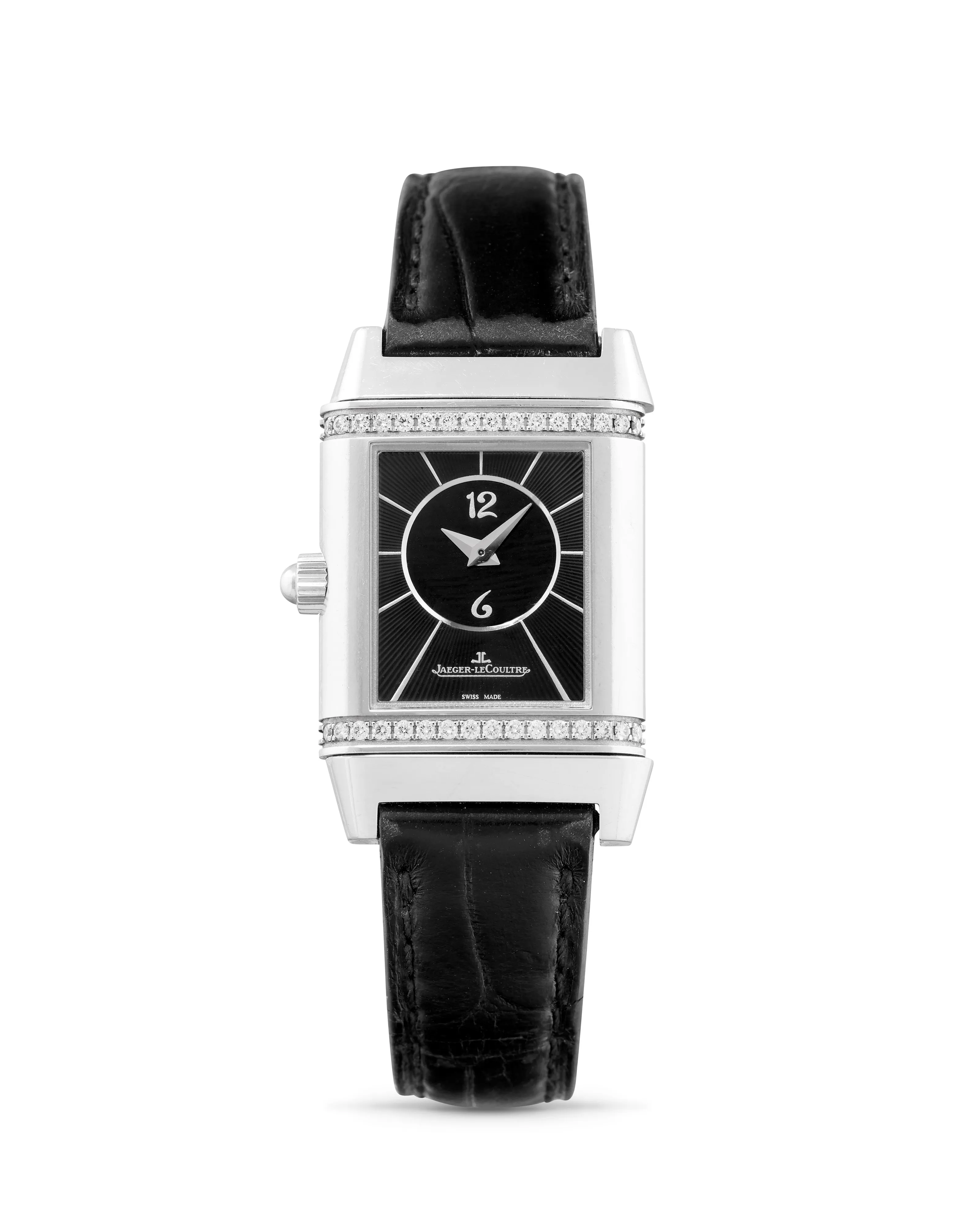 Jaeger-LeCoultre Reverso Duetto 266.8.44 21mm Stainless steel and diamond-set Silver and black 2