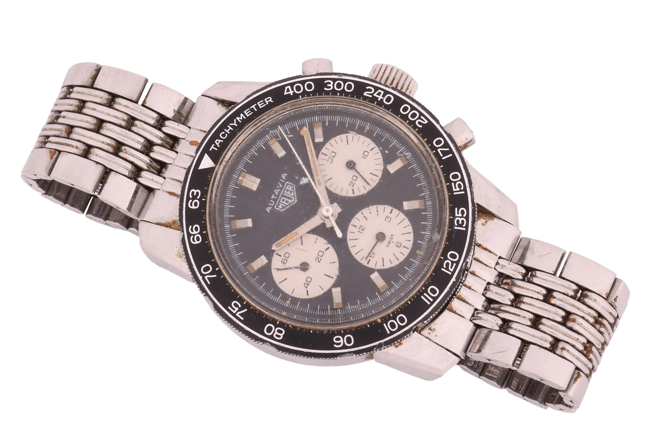 Heuer Autavia 2446C 40mm Stainless steel Black and white 1