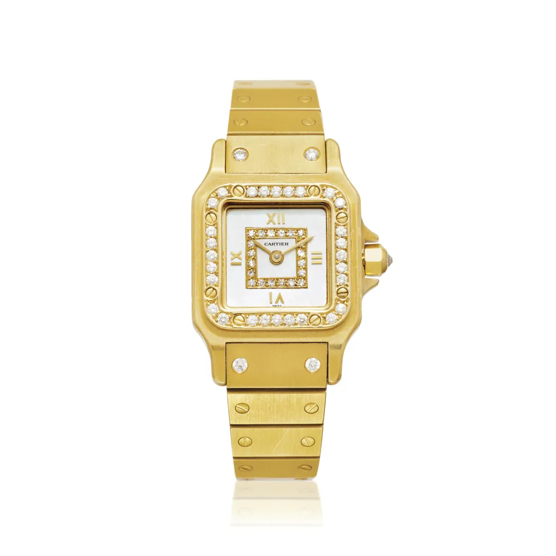 Cartier Santos 24mm Yellow gold and diamond-set Mother of pearl & Diamond