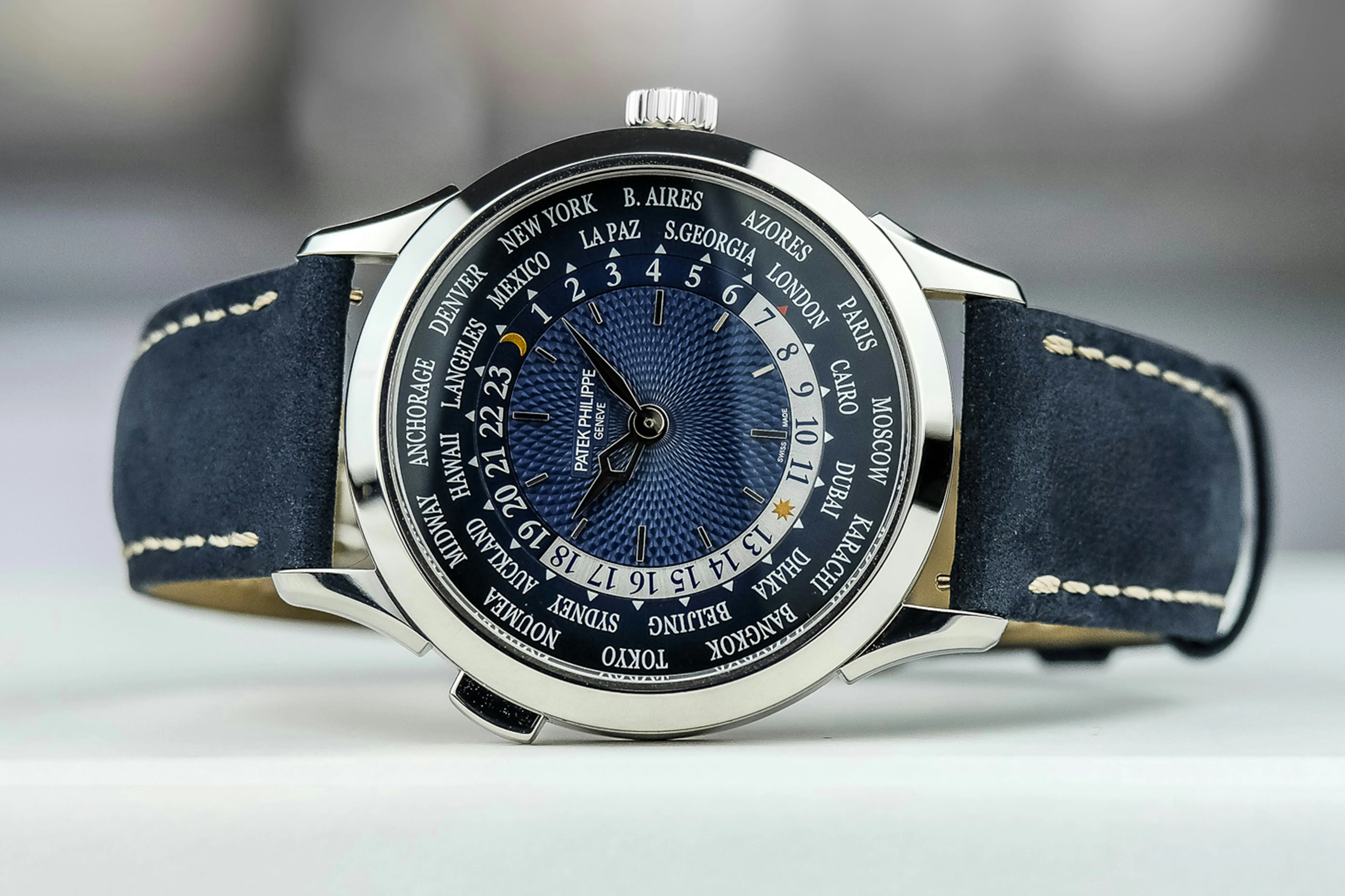 Patek Philippe World Time 5230P 38.5mm Platinum Blue 12