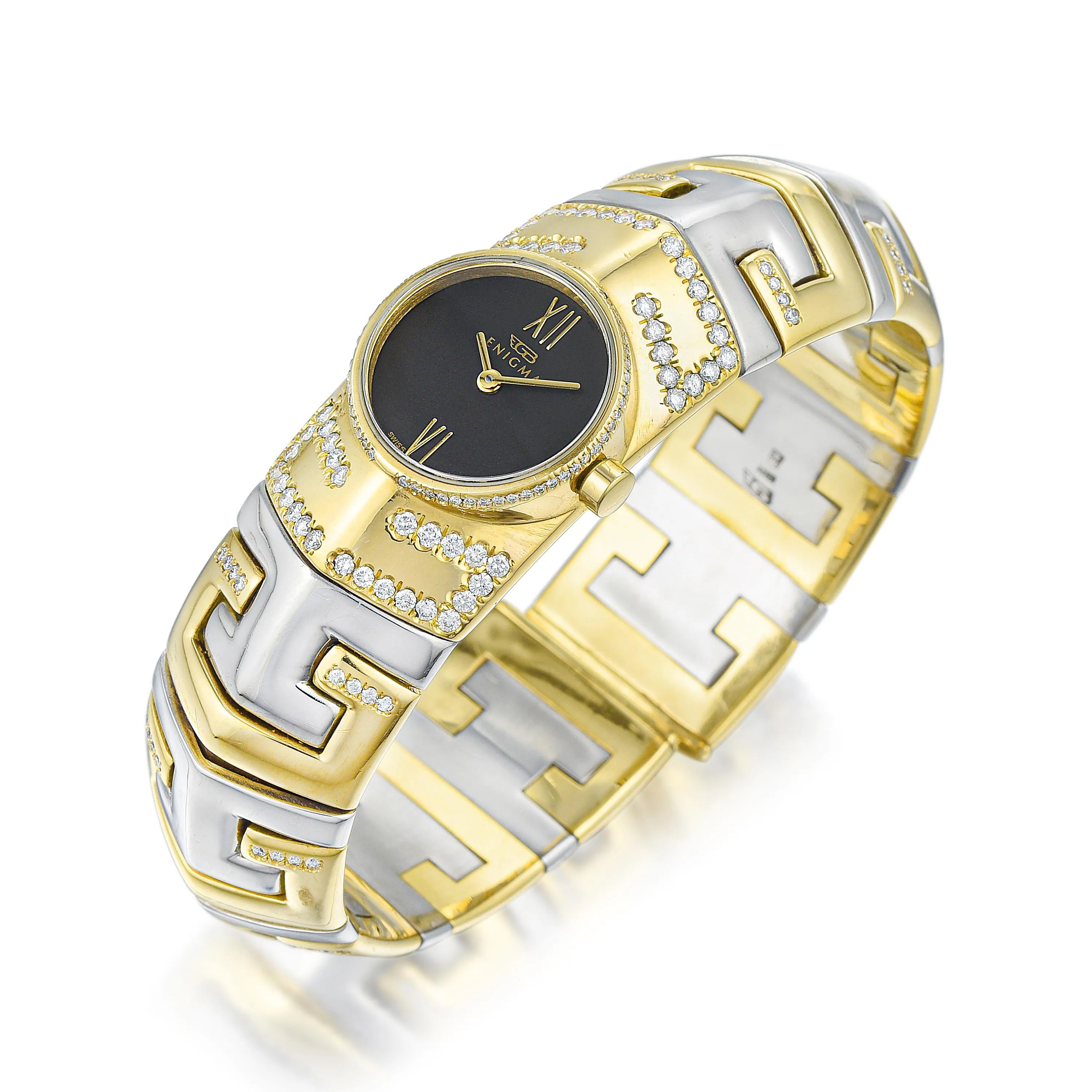 Bulgari Enigma 2.258 17mm Yellow gold and Stainless steel and Diamond Matte black