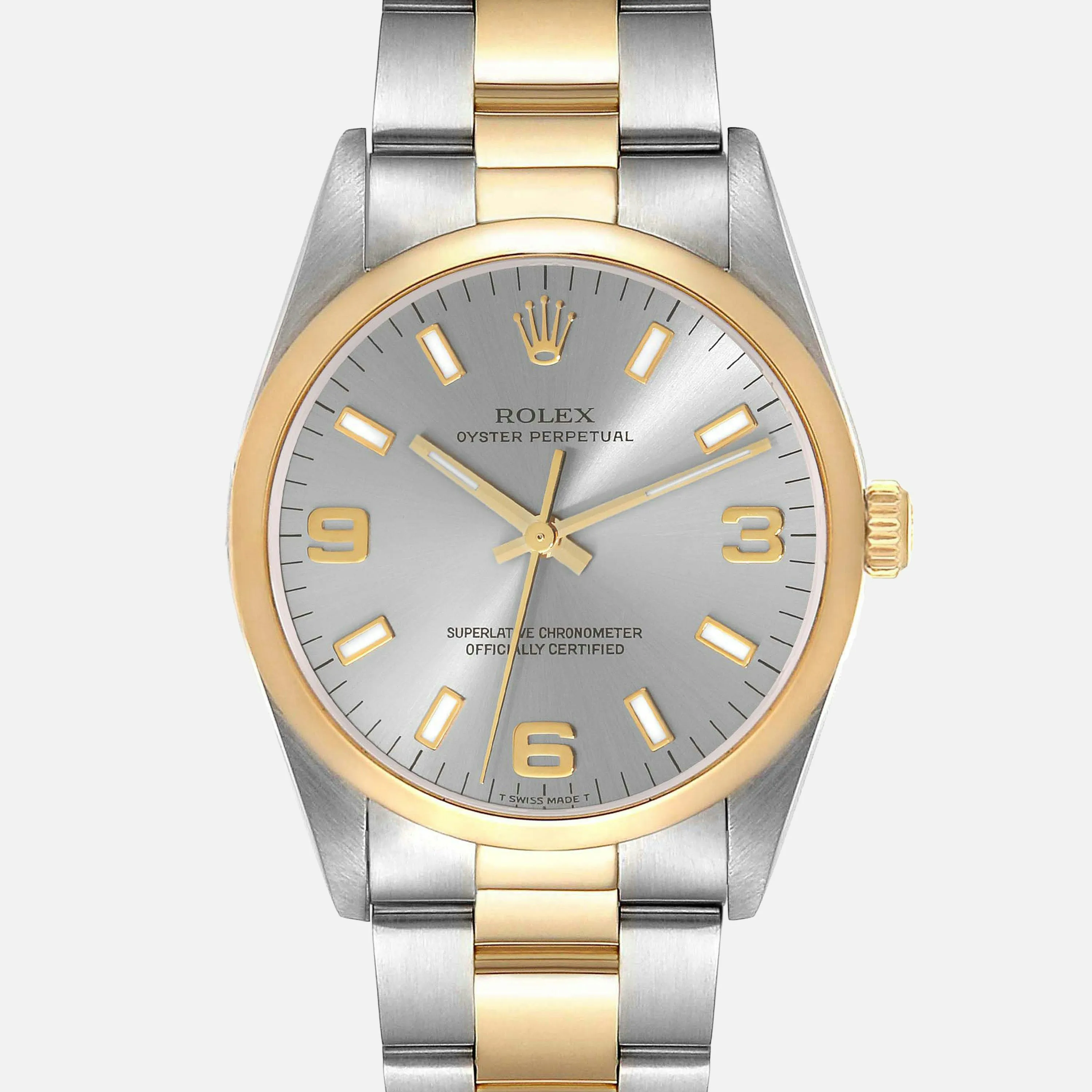 Rolex Oyster Perpetual 14203 34mm Yellow gold and stainless steel Gray