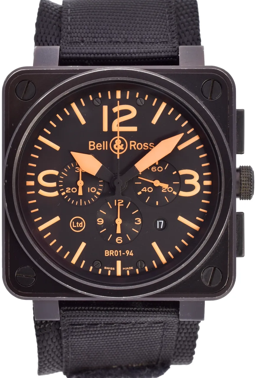 Bell & Ross BR 01 BR01-94 46mm Stainless steel Black Quarter Arabic