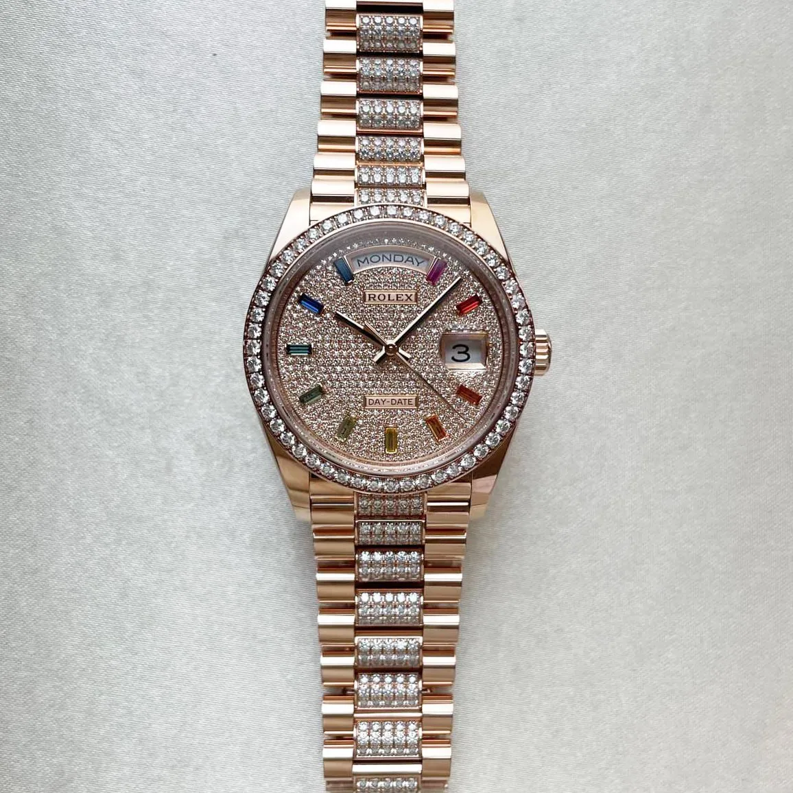 Rolex Day-Date 128345RBR-0043 36mm Rose gold Diamond