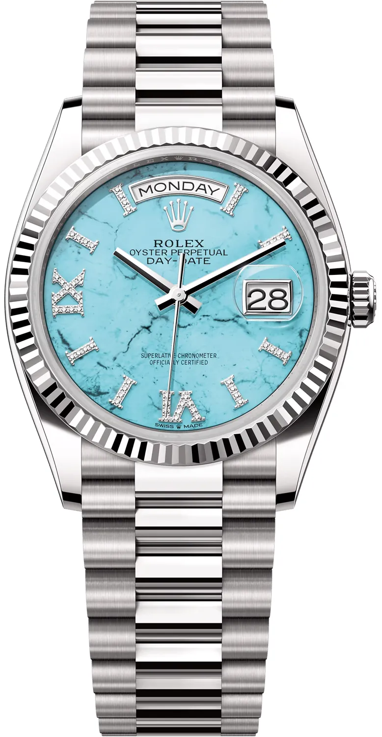 Rolex Day-Date 128239-0044 36mm 18k white gold Blue