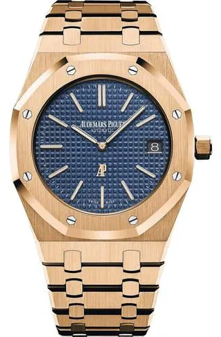 Audemars Piguet Royal Oak 15202OR.OO.1240OR.01 39mm Rose gold Blue