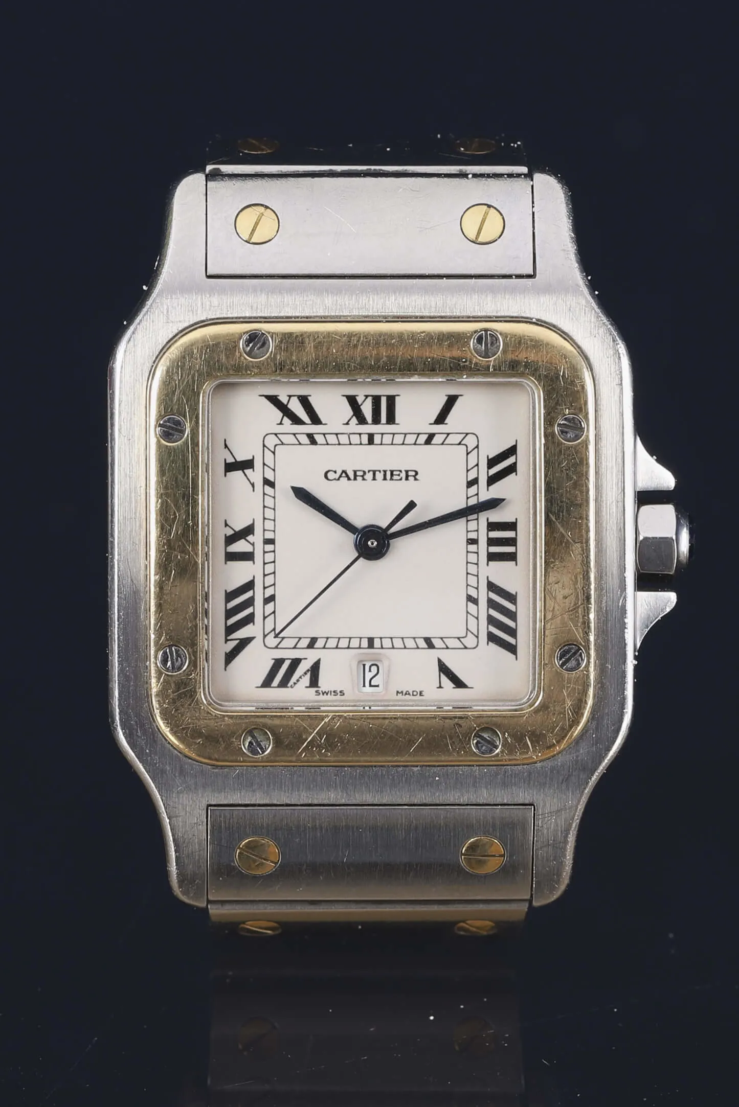 Cartier Santos 1566 29mm Yellow gold and Stainless steel Cream