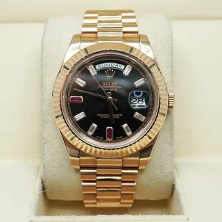 Rolex Day-Date II 218235 41mm Rose gold Black