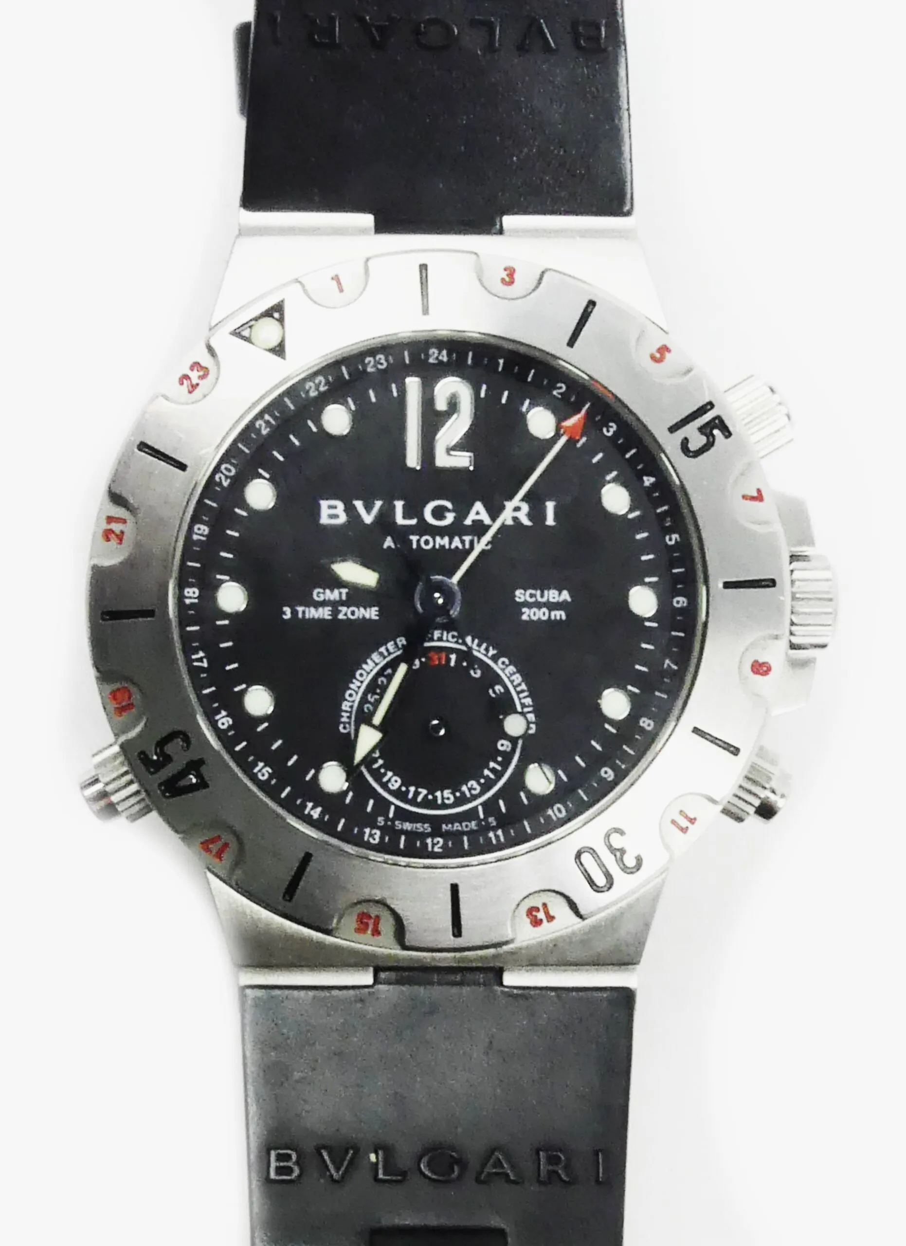 Bulgari Scuba Diagono SD38SGMT 38mm Stainless steel Black