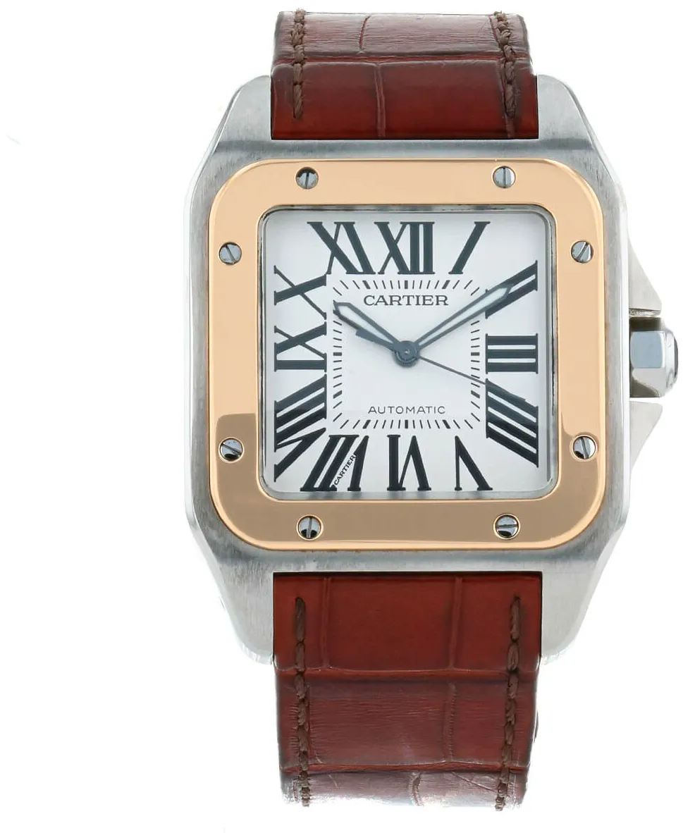 Cartier Santos 100 2656 38mm Yellow gold and stainless steel Silver