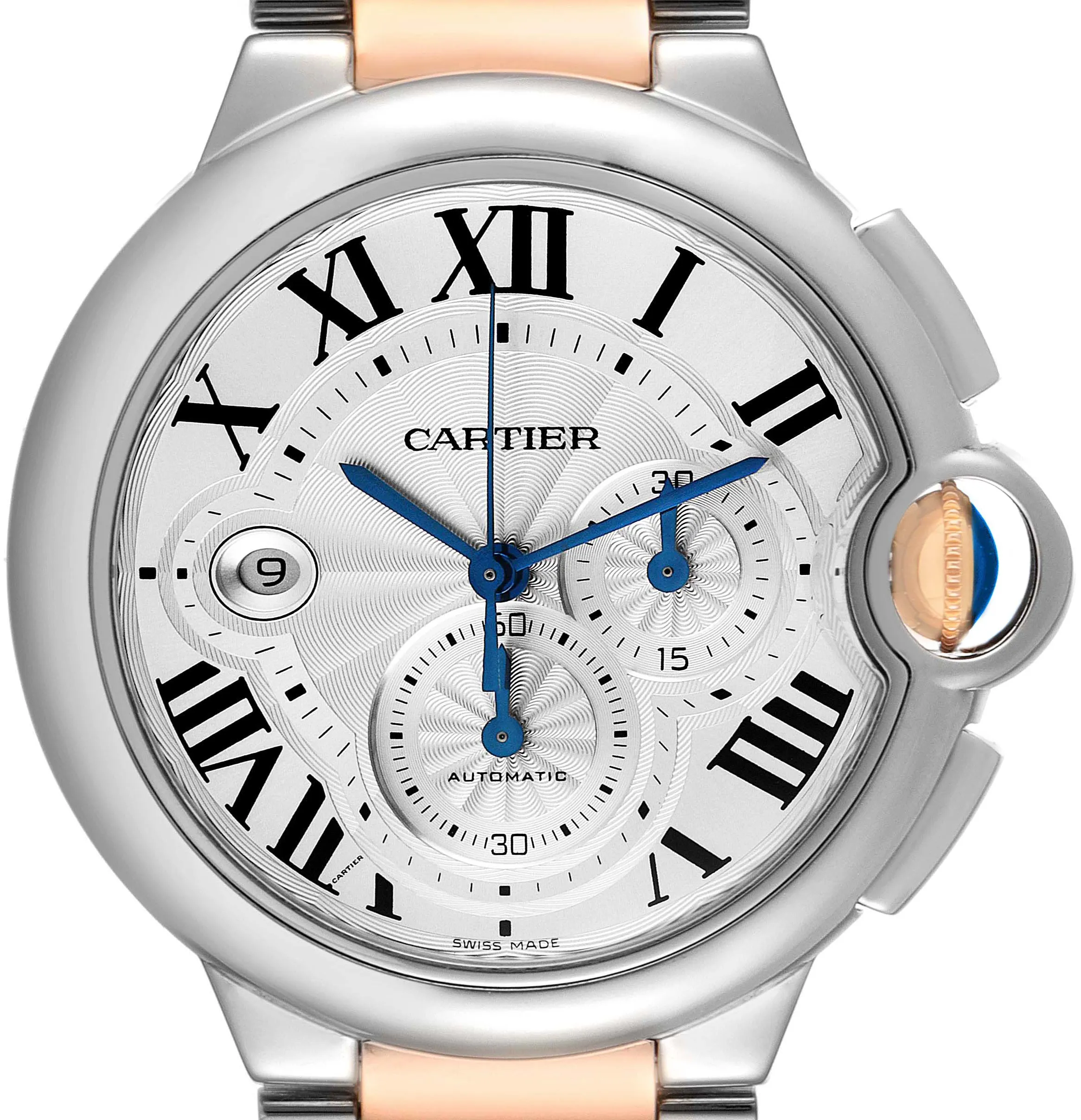 Cartier Ballon Bleu w6920063 44mm Stainless steel Silver flinque sunburst