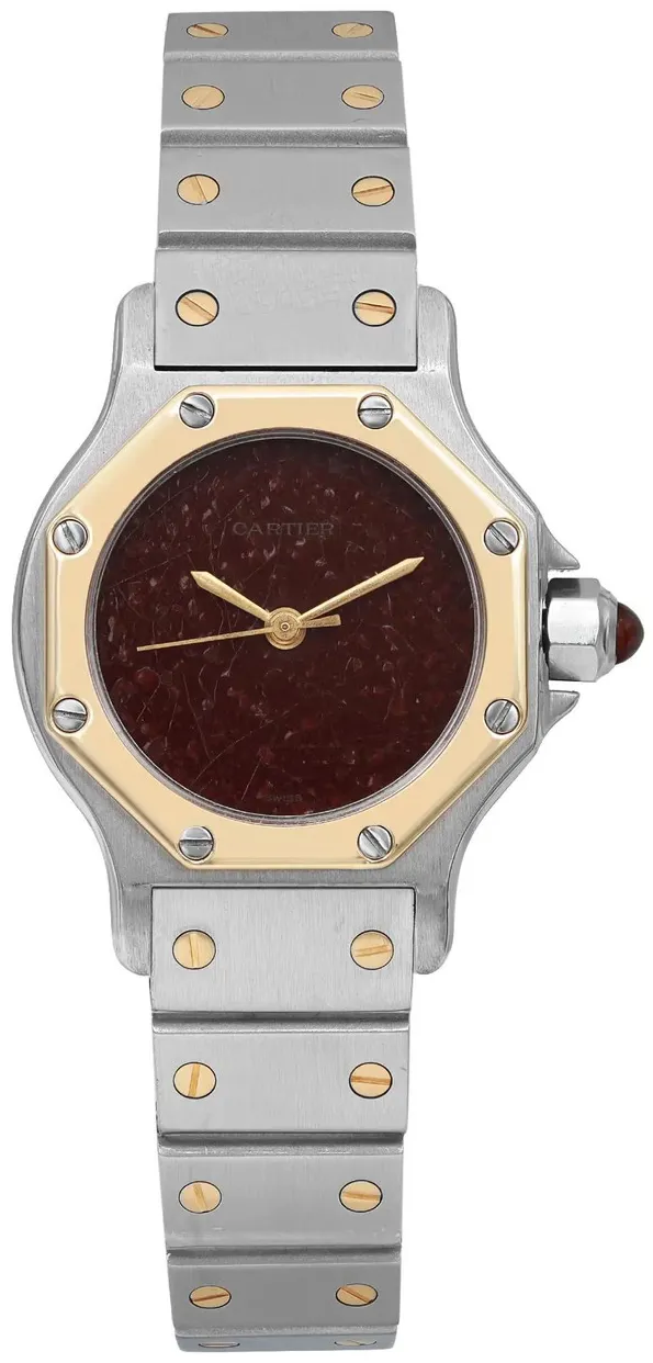 Cartier Santos Octagon 0907 24mm Stainless steel Burgundy