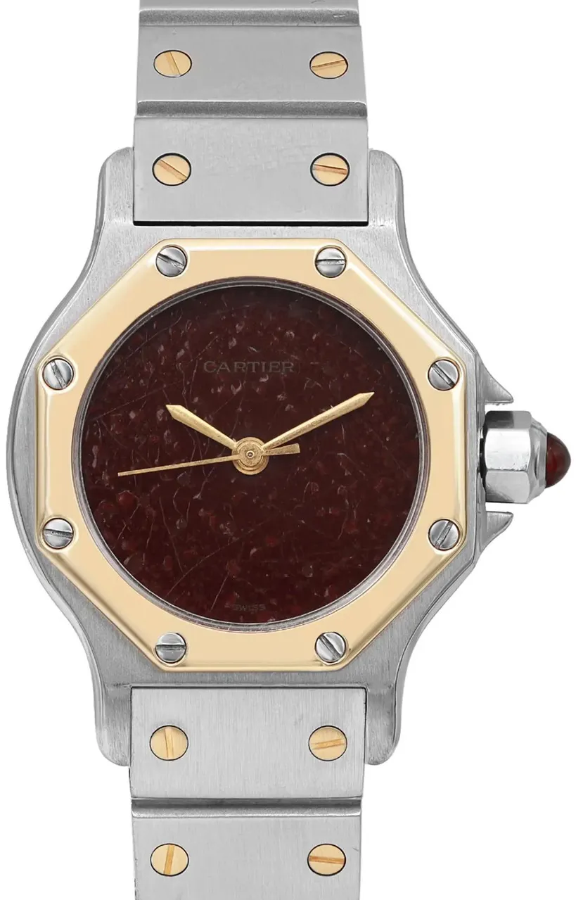 Cartier Santos Octagon 0907 24mm Stainless steel Burgundy 1