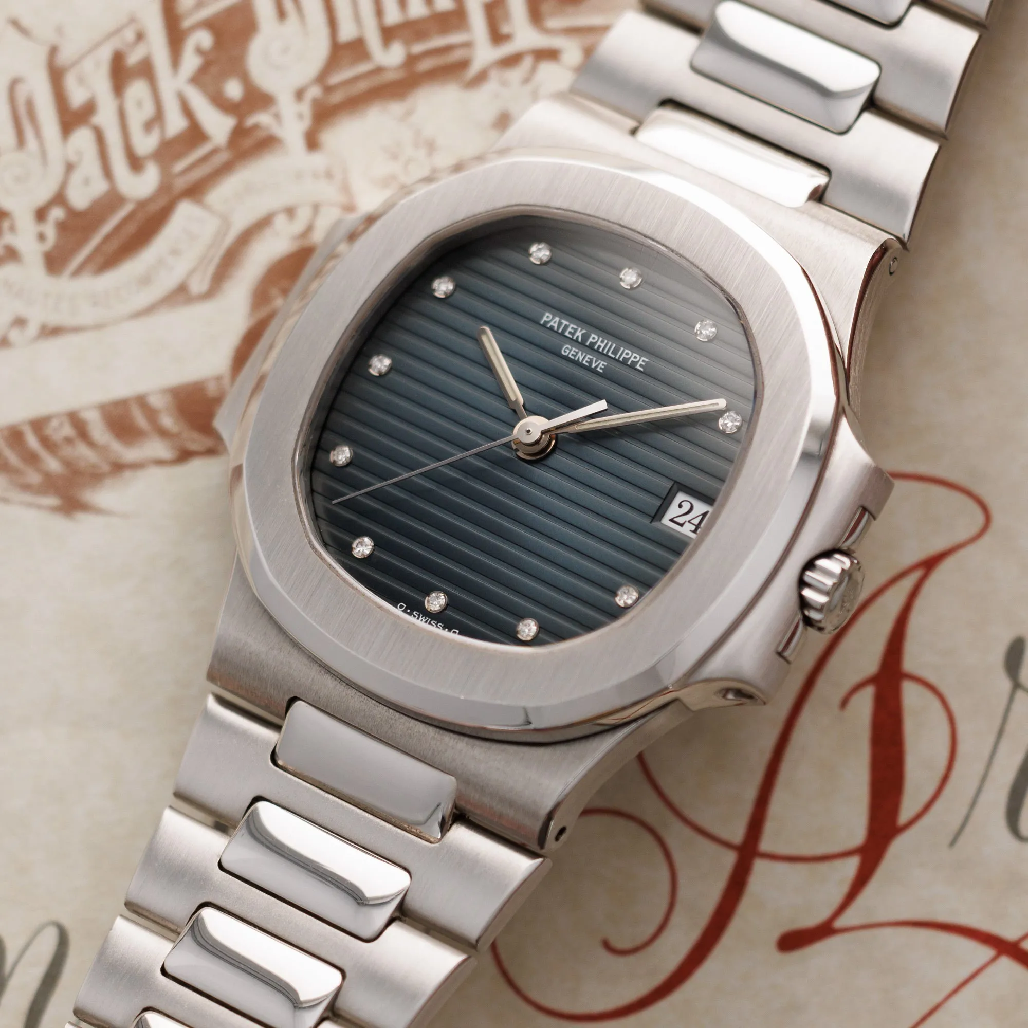 Patek Philippe Nautilus 3800/1 37.5mm Platinum Blue and Diamond 3