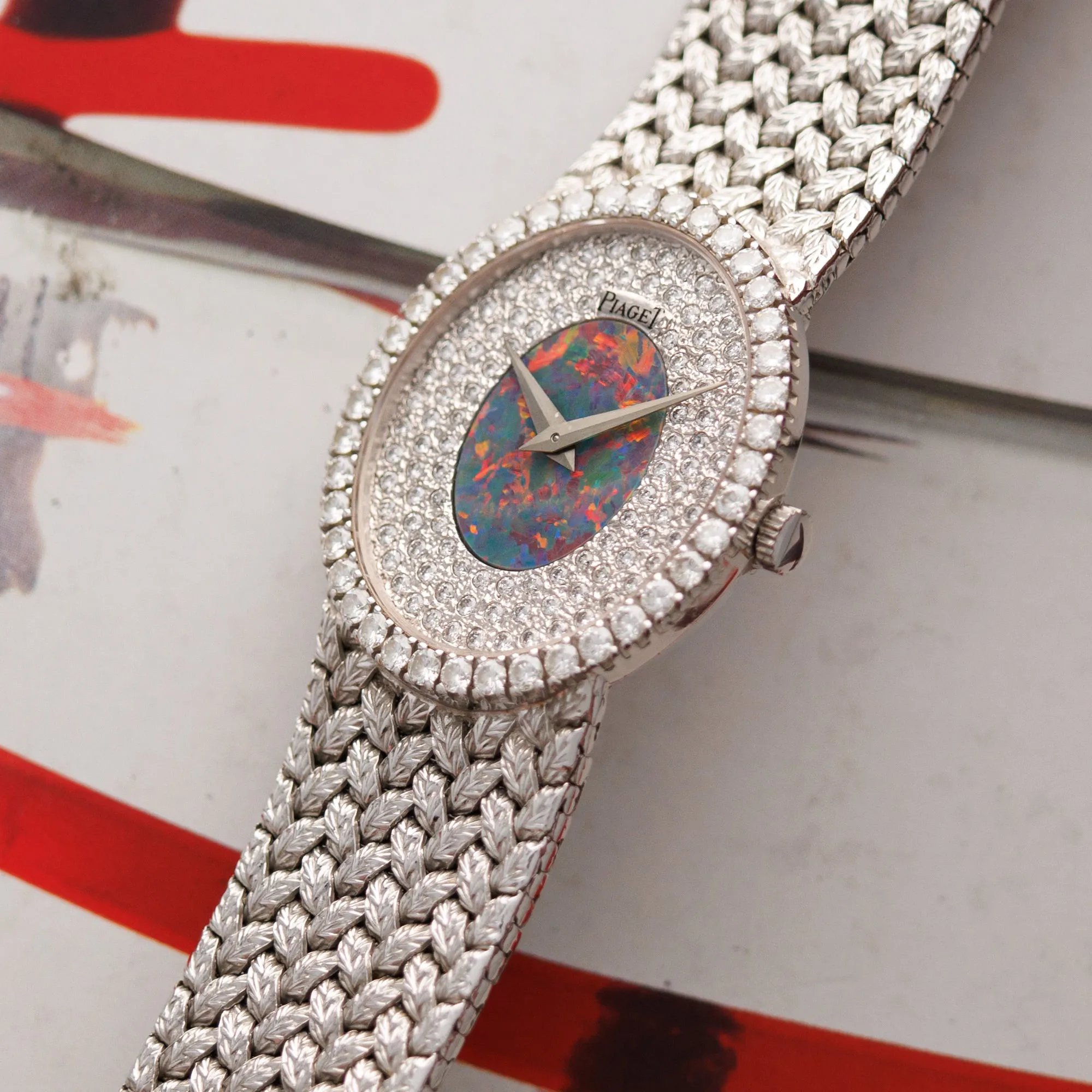 Piaget Vintage 9826 D2 24mm  18k WG Diamond and Opal 3