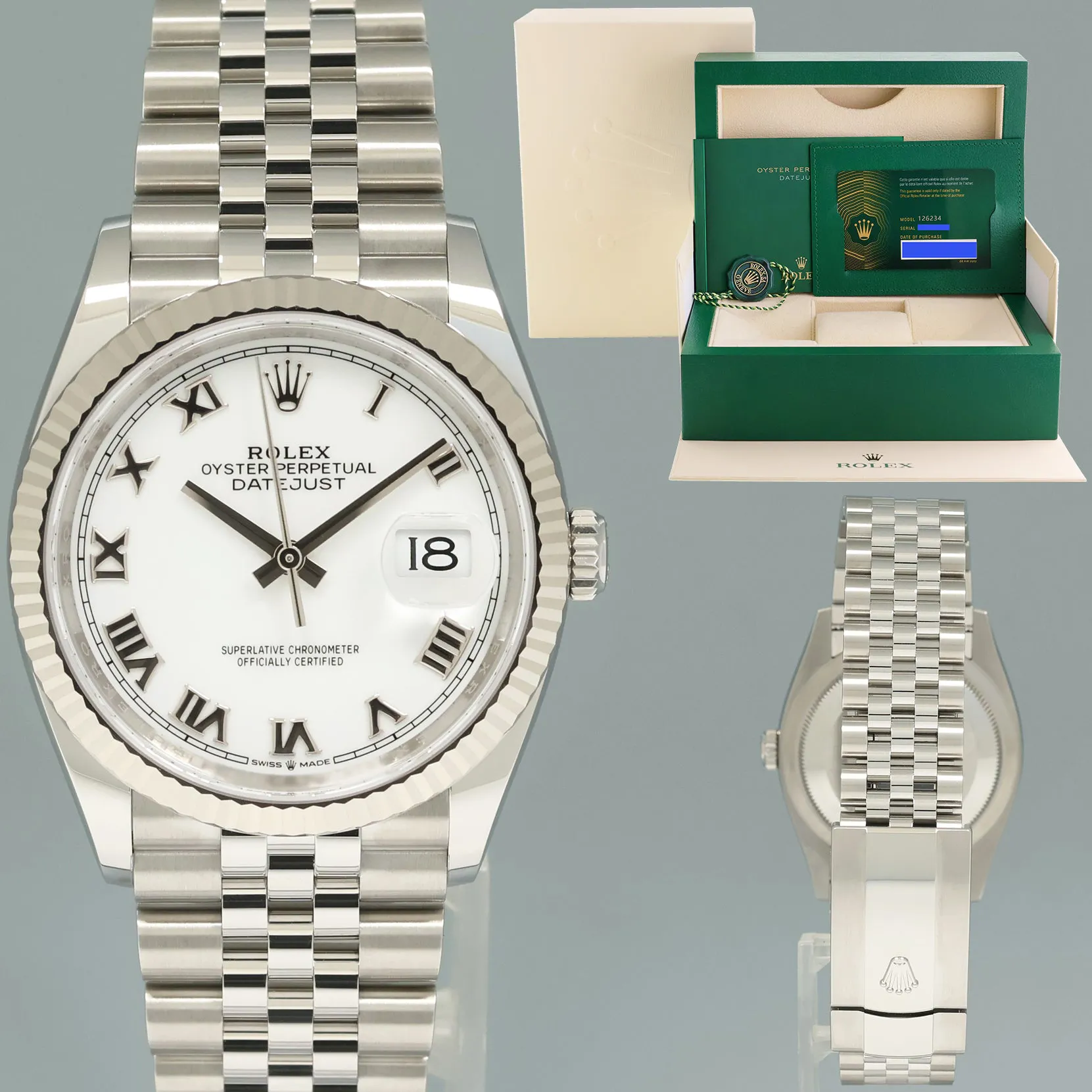 Rolex Datejust 126234 36mm Stainless steel White