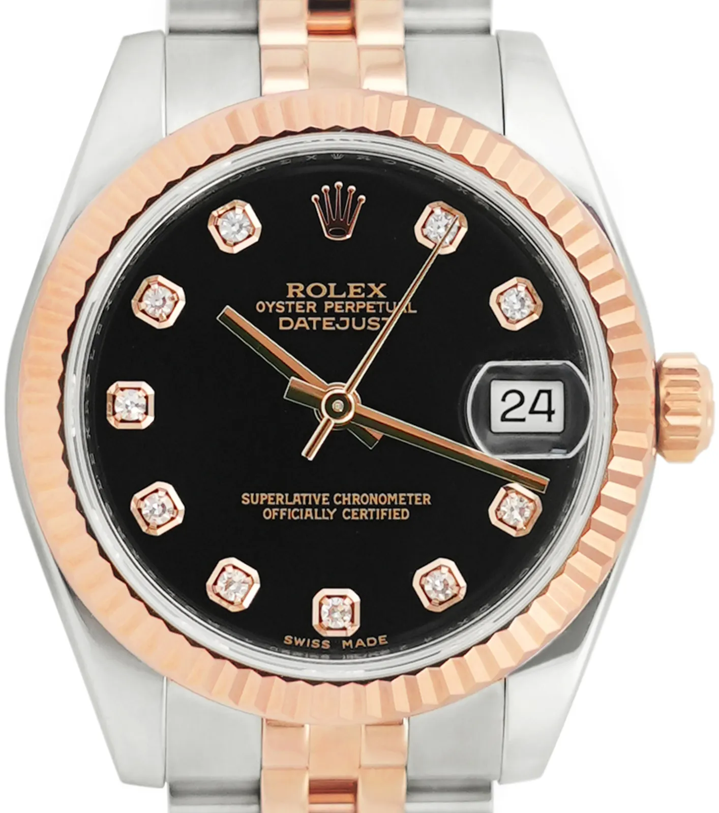 Rolex Datejust 178271 31mm Rose gold and steel Black
