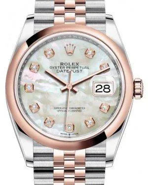 Rolex Datejust 36 126201 36mm Rose gold and Stainless steel White