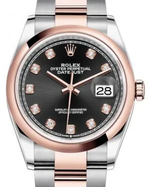 Rolex Datejust 36 126201 36mm Rose gold and Stainless steel Black