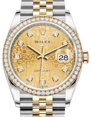 Rolex Datejust 36 126283RBR 36mm Yellow gold and Stainless steel and Diamond Champagne