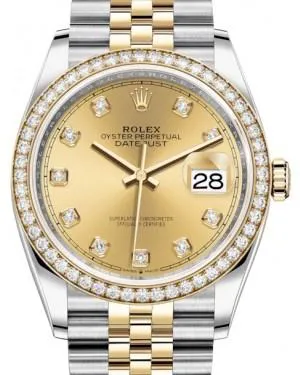 Rolex Datejust 36 126283RBR 36mm Yellow gold and Stainless steel and Diamond Champagne