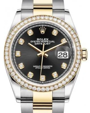 Rolex Datejust 36 126283RBR 36mm Yellow gold and Stainless steel and Diamond Black