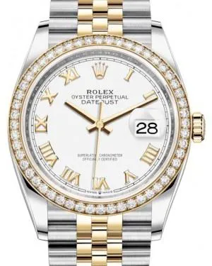 Rolex Datejust 36 126283RBR 36mm Yellow gold and Stainless steel and Diamond White