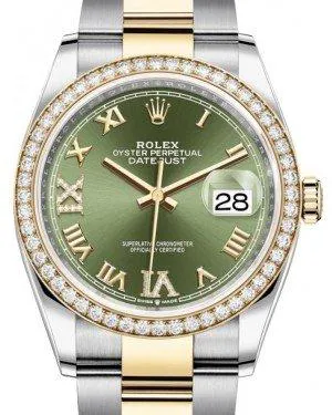 Rolex Datejust 36 126283RBR 36mm Yellow gold and Stainless steel and Diamond Green