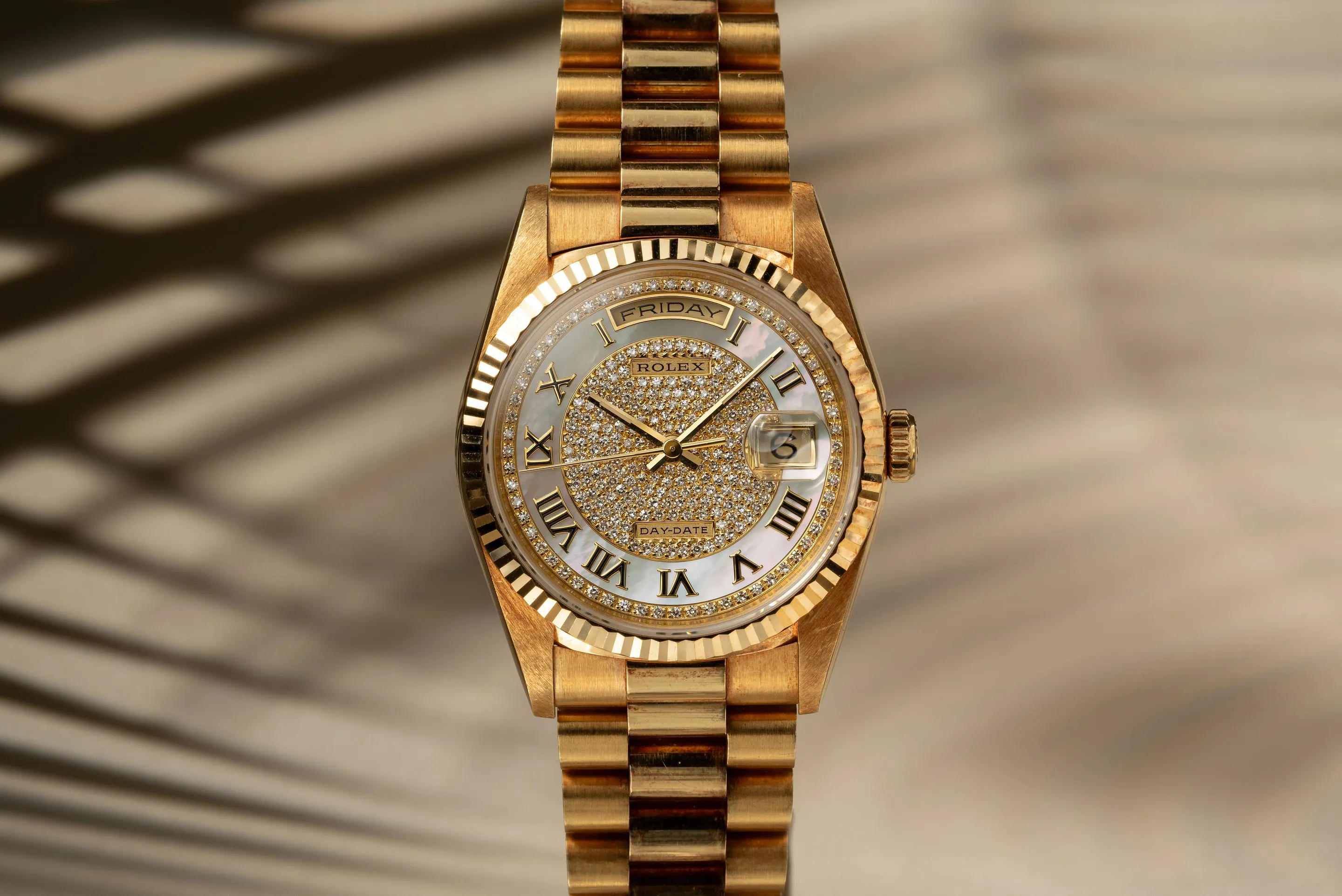 Rolex Day-Date 36 18238 Yellow gold pave