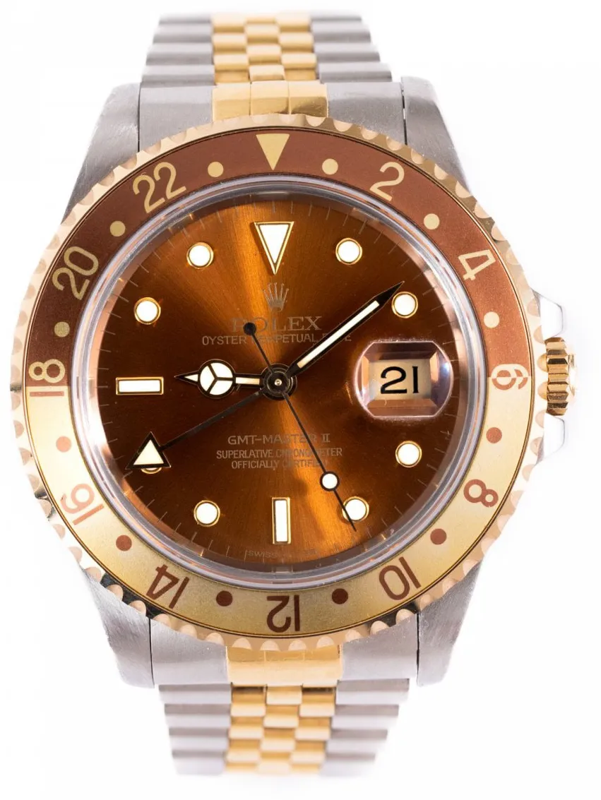 Rolex GMT-Master II 16713 40mm Yellow gold and Stainless steel Brown